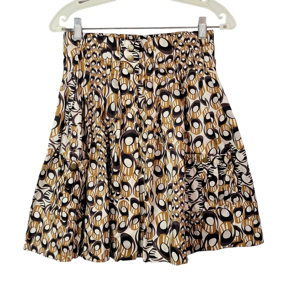 Anthropology Parameter Modern Graphic A Line Mid Length Skirt Snap Pockets NWT